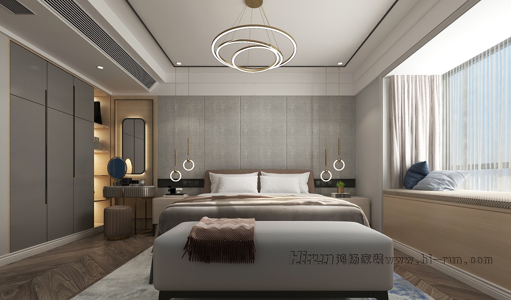 中建江灣壹號(hào)140㎡新裝飾主義四居室 裝修案例效果圖-06主臥