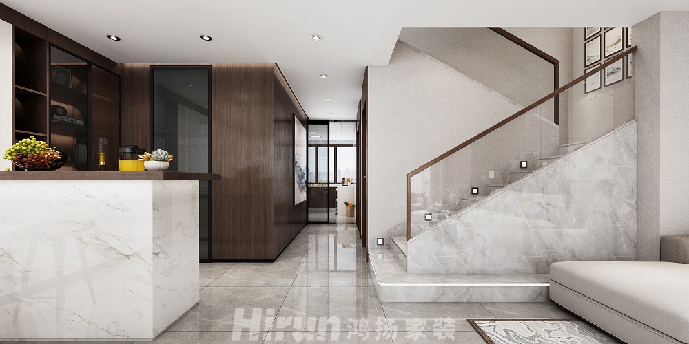 當(dāng)代上品灣320㎡復(fù)合寫意疊墅 裝修案例效果圖-1.過道