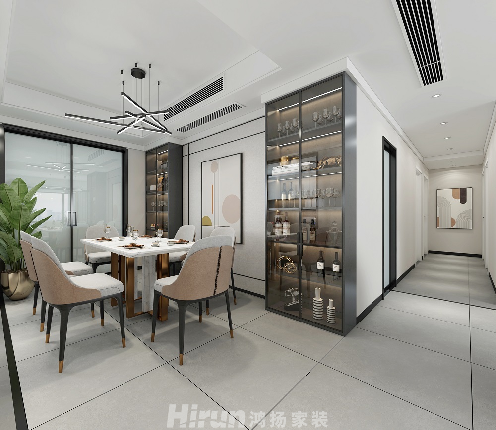 景秀家園145㎡雅致現代四居室 裝修案例效果圖-餐1
