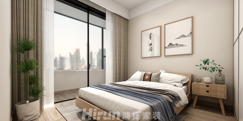 中房天璽灣110㎡意境東方三居室 裝修案例效果圖-4