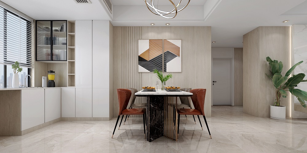 中泰財富湘江90㎡北歐之光二居室 裝修案例效果圖-餐廳