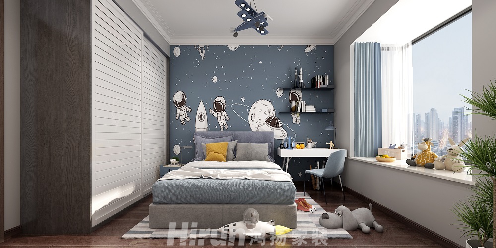 綠地145㎡雅致現(xiàn)代四居室 裝修案例效果圖-7