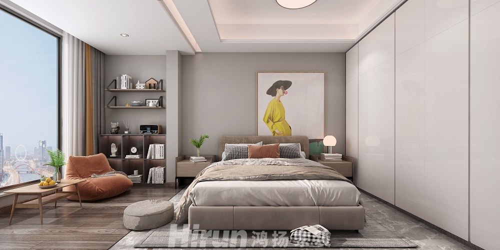 綠地145㎡雅致現(xiàn)代四居室 裝修案例效果圖-6