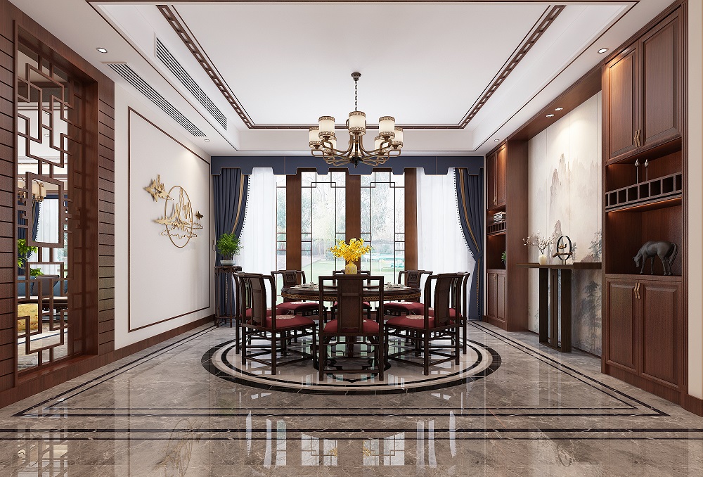 麗水山莊450㎡復合寫意別墅 裝修案例效果圖-4