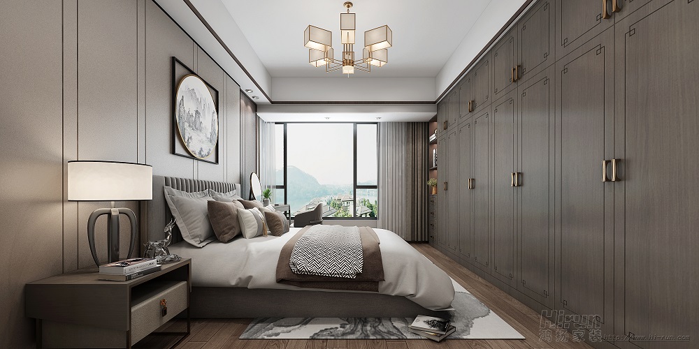 聯(lián)誼麗景灣160㎡復(fù)合寫意四居室 裝修案例效果圖-主臥