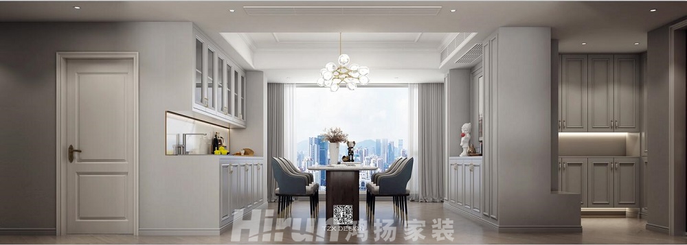 錢隆尊品120㎡輕歐簡美三居室 裝修案例效果圖-1餐廳