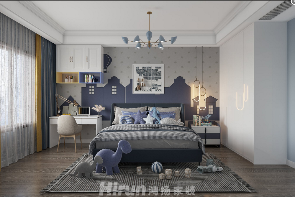 億楓翠城150㎡寫意木構四居室 裝修案例效果圖-小孩房