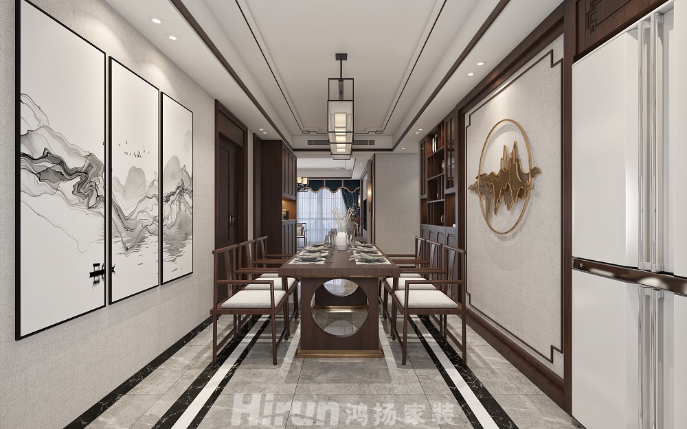 億楓翠城150㎡寫意木構四居室 裝修案例效果圖-餐廳