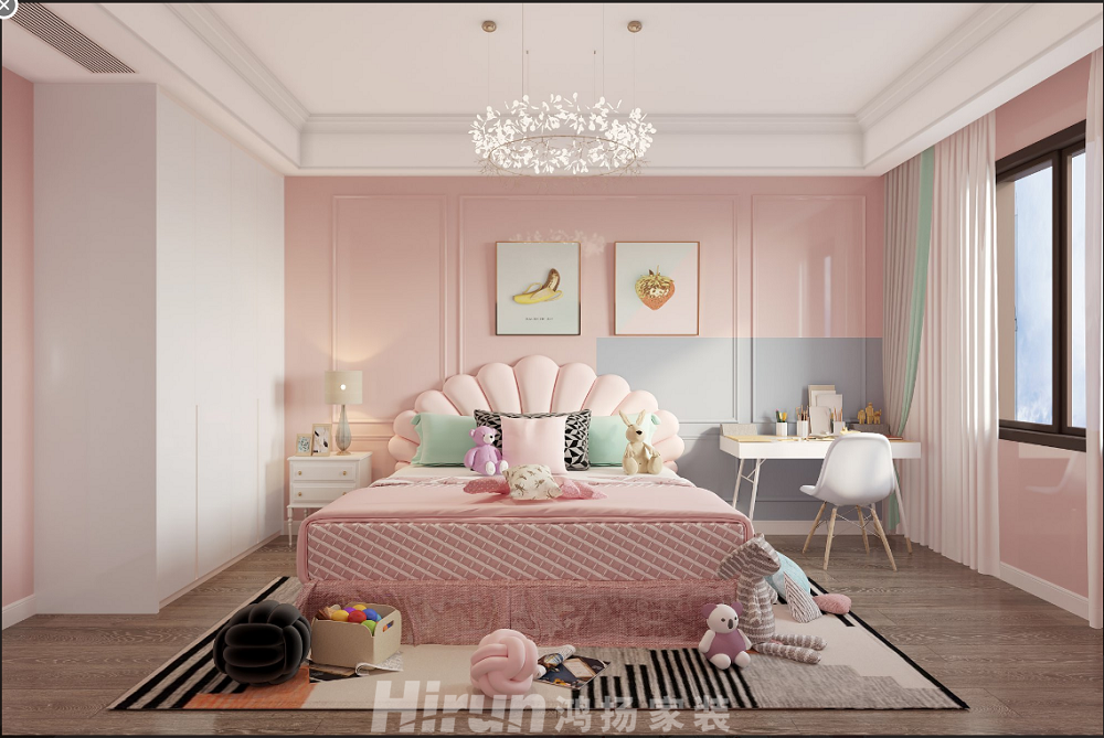 億楓翠城150㎡寫意木構四居室 裝修案例效果圖-小孩房二