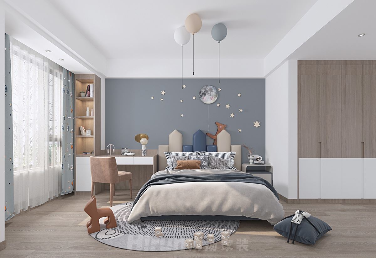 金時(shí)花園167㎡北歐之光三居室 裝修案例效果圖-小兒子房(1)