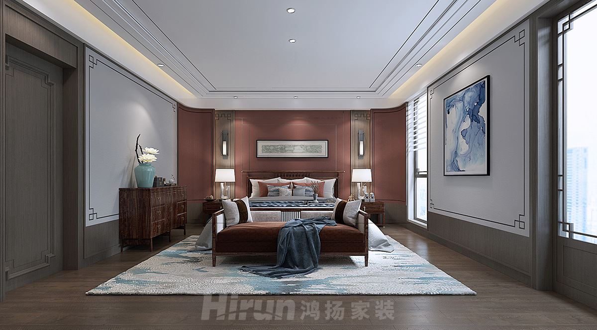 碧桂園十里江灣298㎡復合寫意別墅 裝修案例效果圖-主臥效果圖6