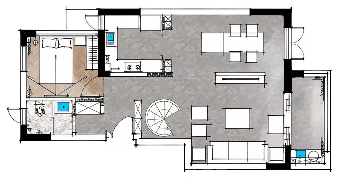 大唐印象160㎡雅致現代四居室 裝修案例效果圖-00