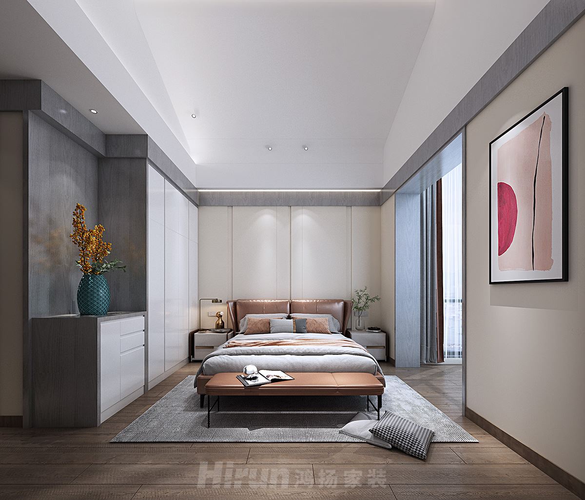 黔城 水木青城500㎡雅致現代別墅 裝修案例效果圖-主臥效果圖