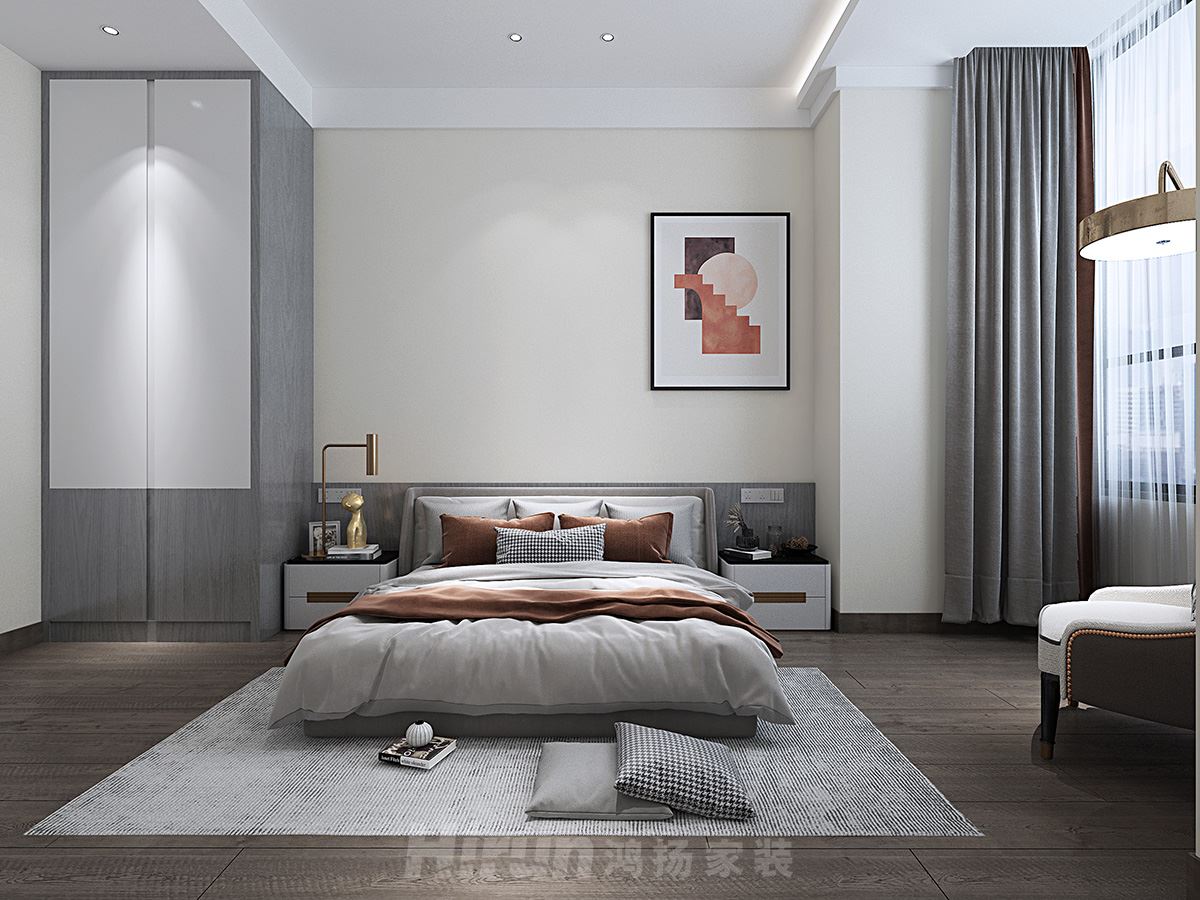 黔城 水木青城500㎡雅致現代別墅 裝修案例效果圖-次臥