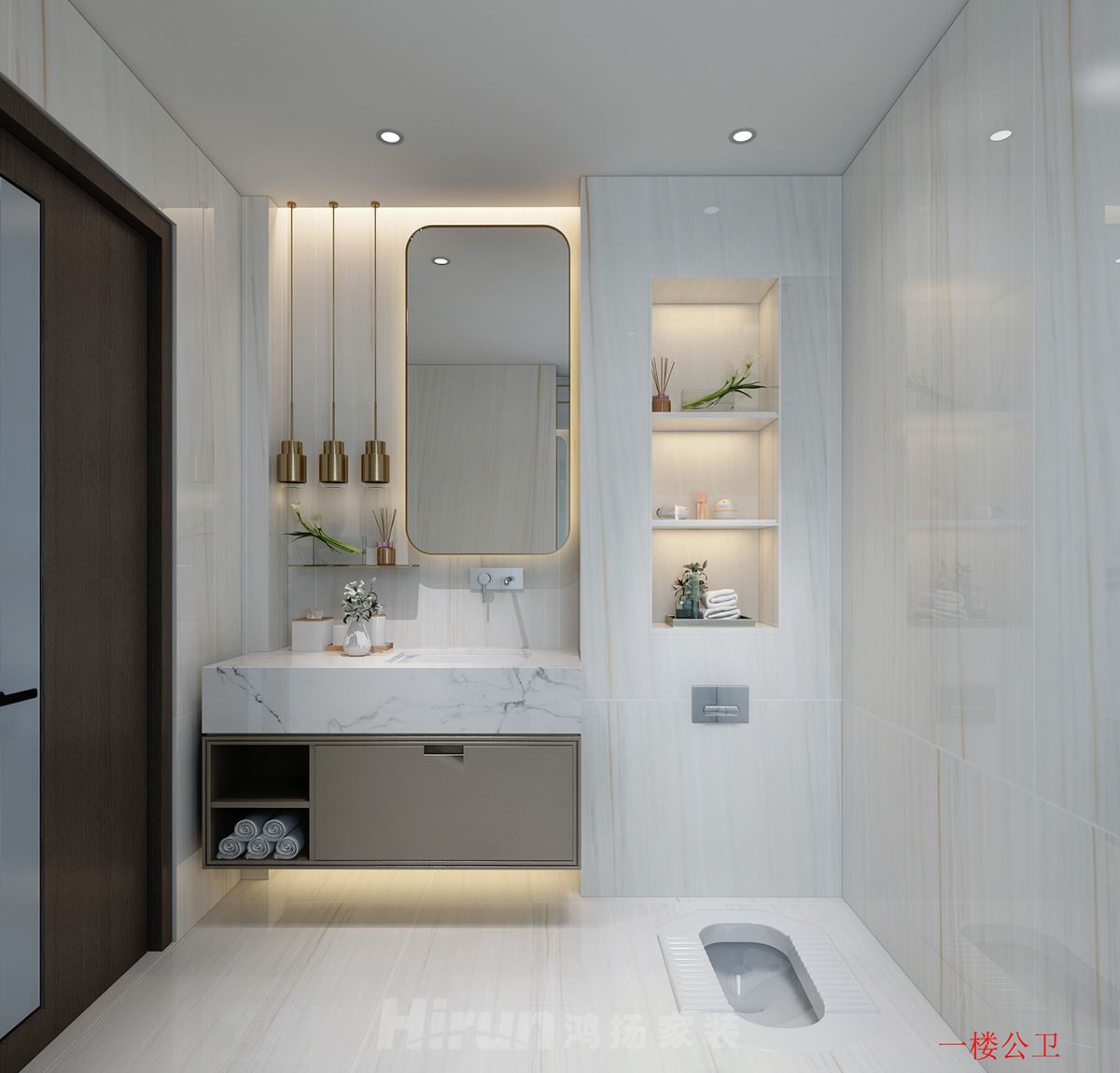 碧桂園十里江灣298㎡復合寫意別墅 裝修案例效果圖-一樓次衛