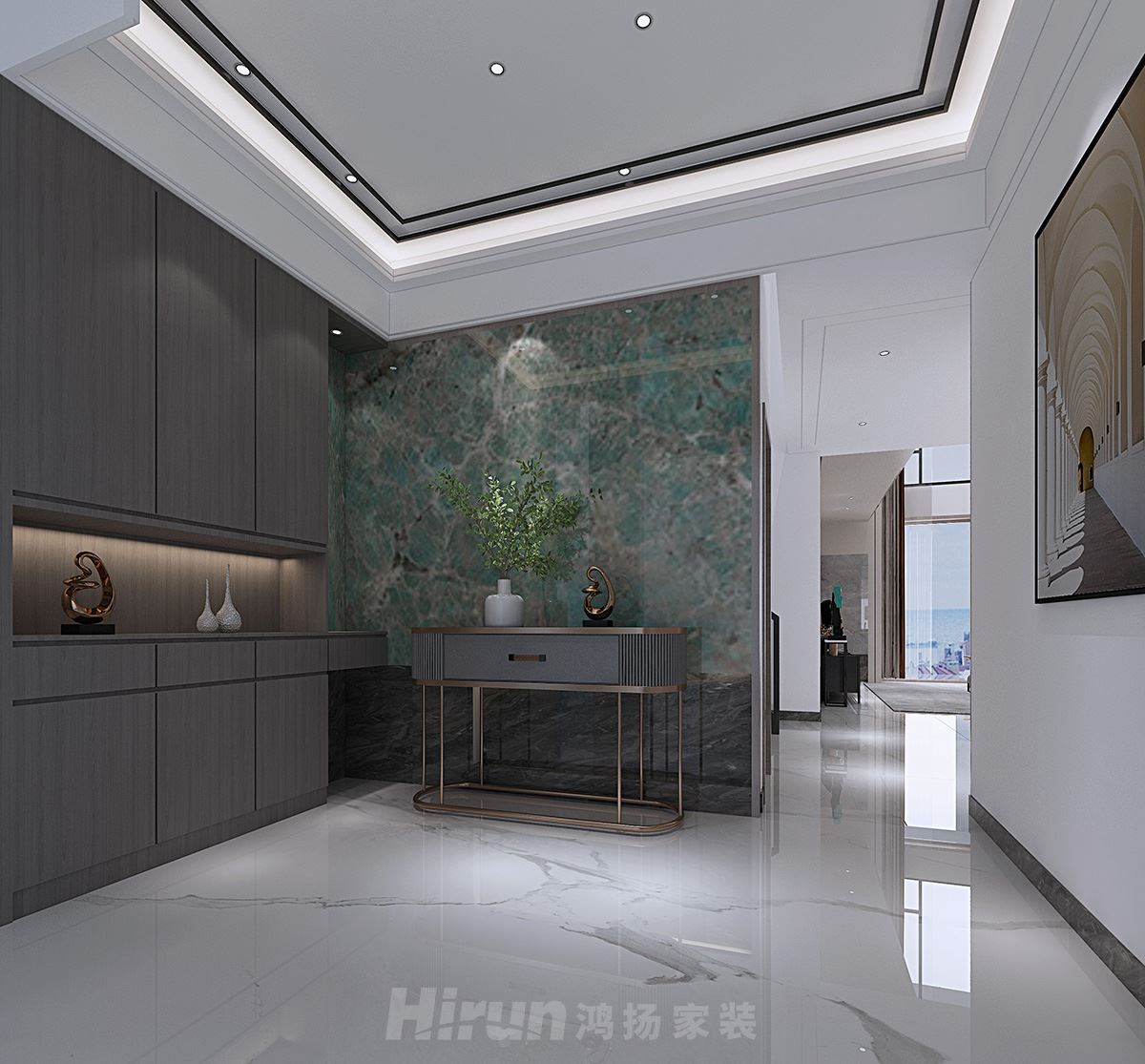 黔城 水木青城500㎡雅致現代別墅 裝修案例效果圖-門廳效果圖