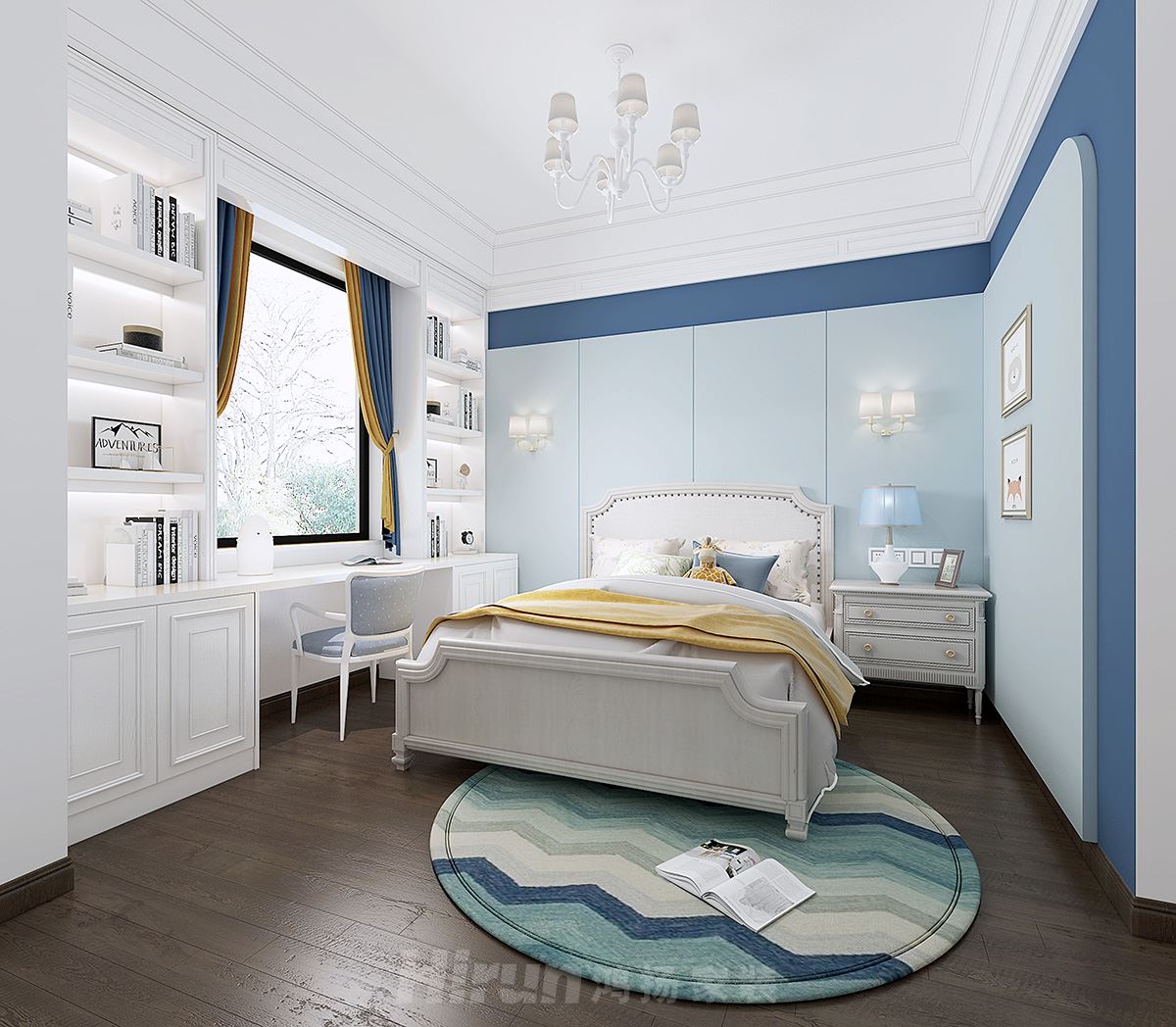 碧桂園十里江灣298㎡復合寫意別墅 裝修案例效果圖-次臥1效果圖改