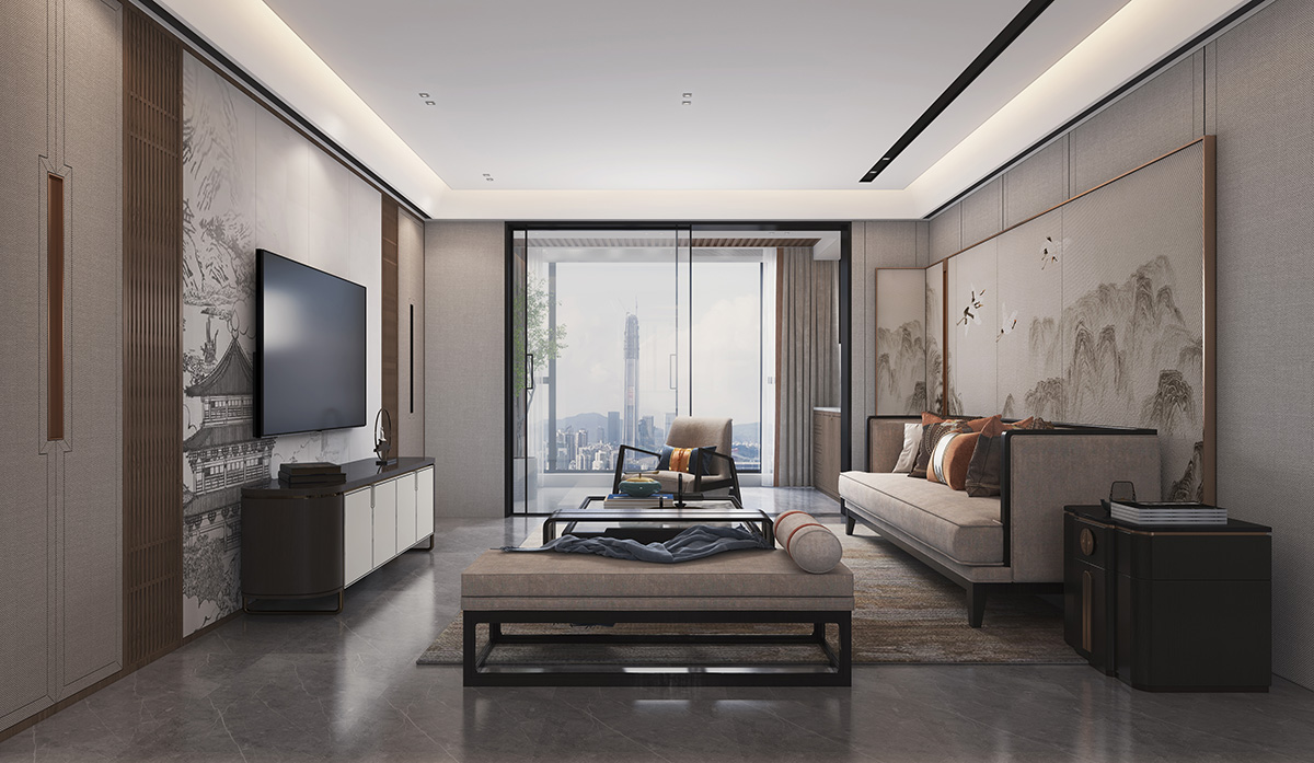 湘江壹號220㎡復合寫意大平層 裝修案例效果圖-4