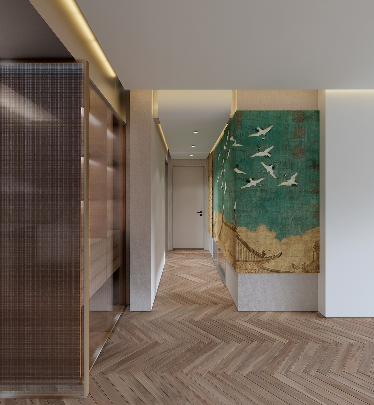 潤(rùn)和湘江天地196㎡意境東方四居室 裝修案例效果圖-1