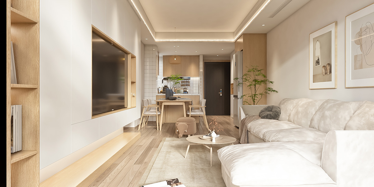 陽光城檀悅90㎡北歐之光三居室 裝修案例效果圖-3