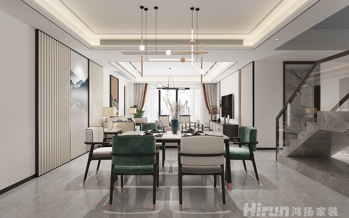 建發央著161㎡意境東方復式 裝修案例效果圖-1