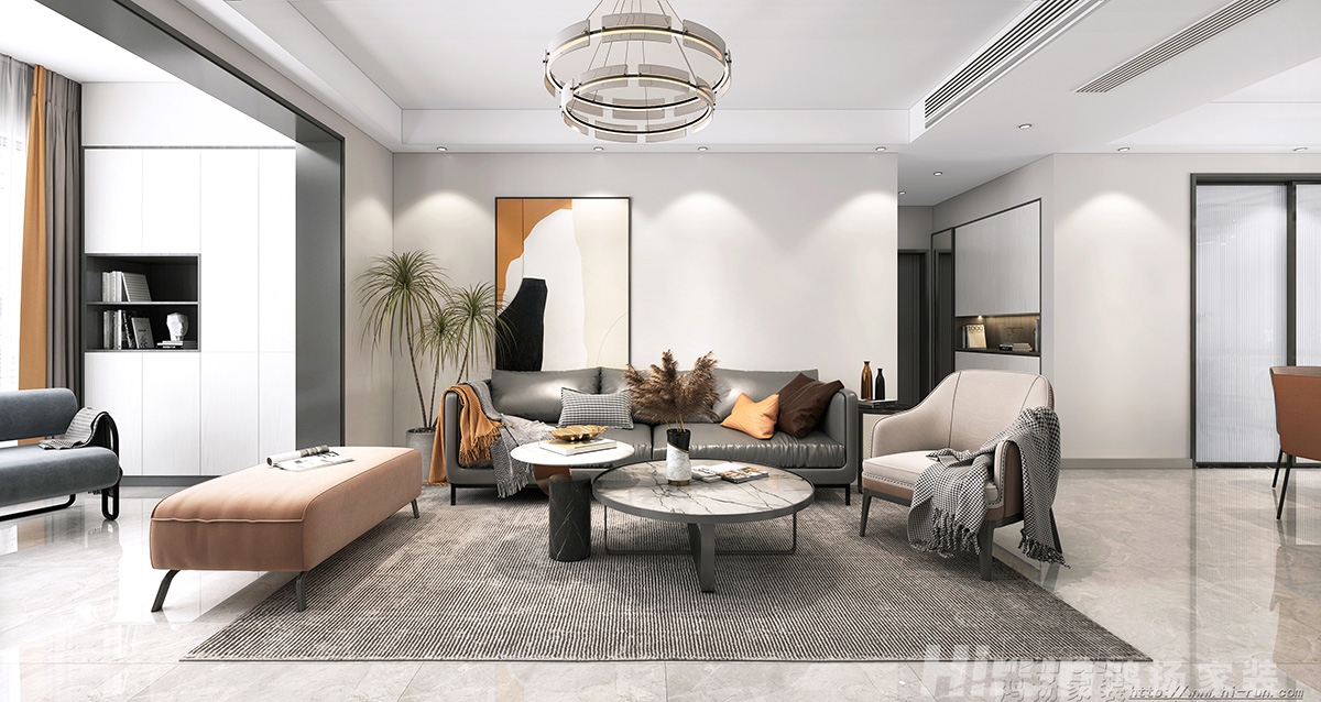 景秀家園145㎡雅致現代四居室 裝修案例效果圖-1