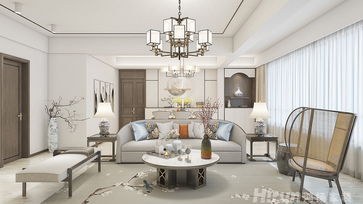 誠(chéng)信楓林逸景124㎡復(fù)合寫意三居室 裝修案例效果圖-4