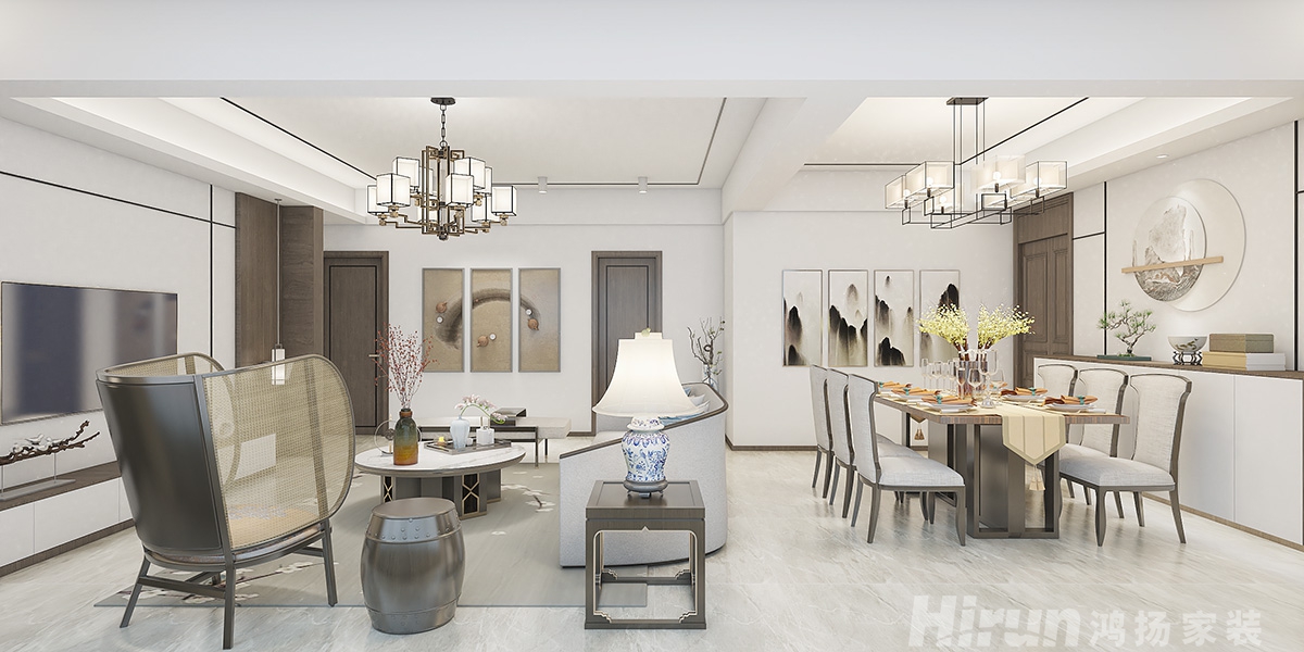 誠(chéng)信楓林逸景124㎡復(fù)合寫意三居室 裝修案例效果圖-2