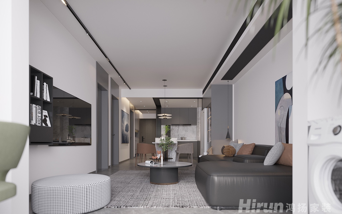 恒基旭輝湖山賦100㎡雅致現代三居室 裝修案例效果圖-1