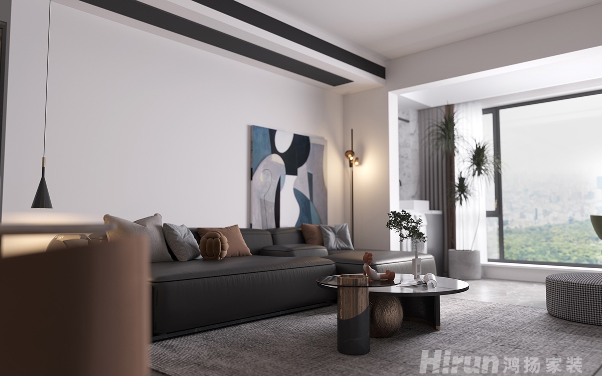 恒基旭輝湖山賦100㎡雅致現代三居室 裝修案例效果圖-5