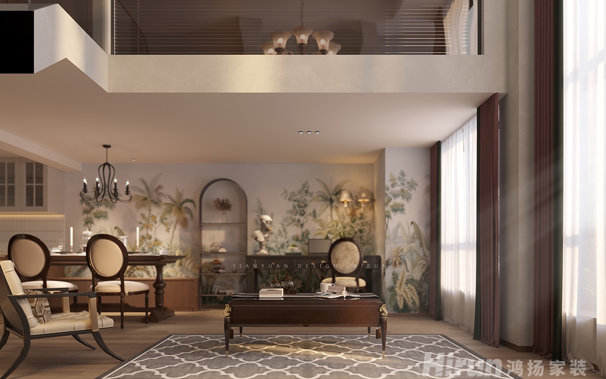 萬(wàn)科金色麥田100㎡新裝飾主義復(fù)式 裝修案例效果圖-3