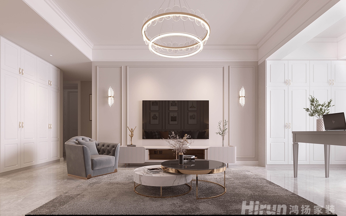 建發中央公園120㎡輕歐簡美三居室 裝修案例效果圖-2