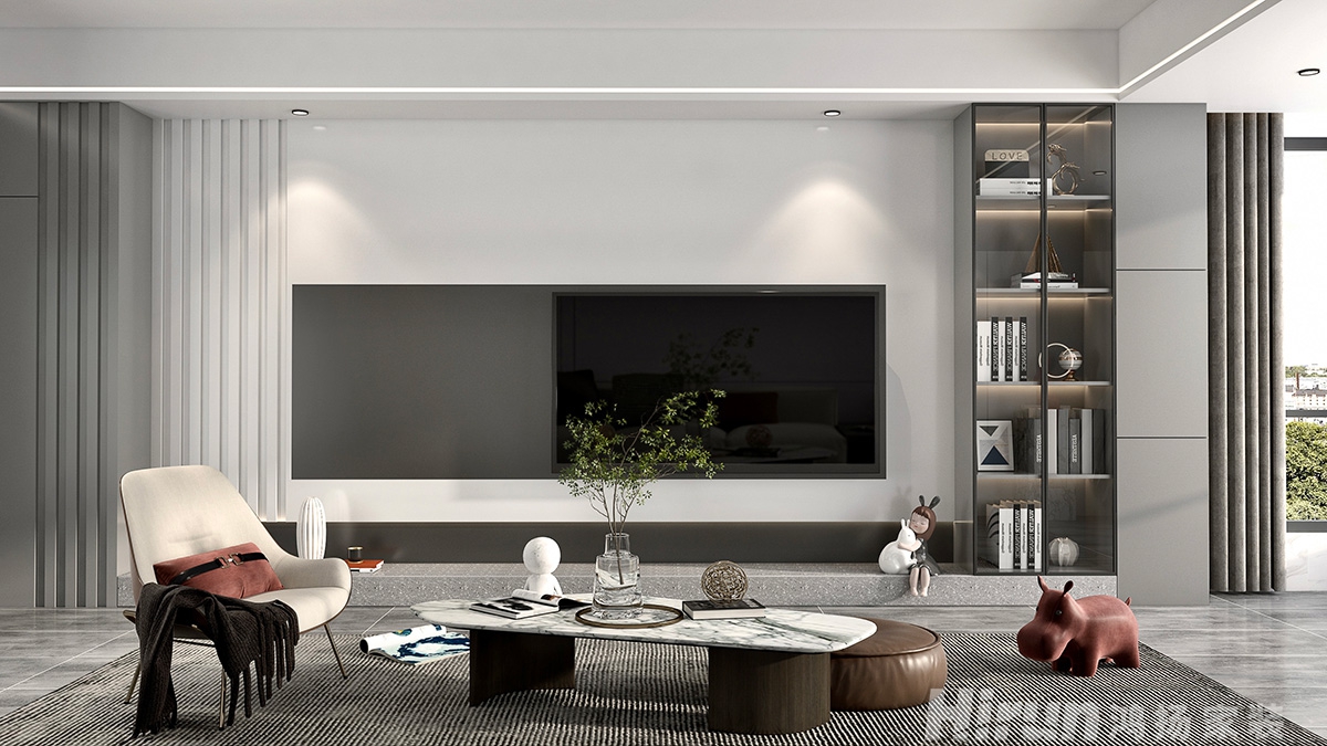 梅溪華府218㎡雅致現(xiàn)代四居室 裝修案例效果圖-3