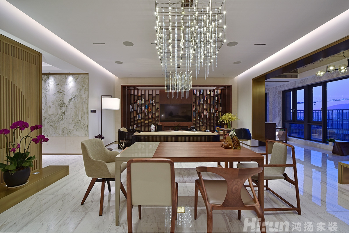 保利國際廣場260㎡意境東方大平層 裝修案例實景圖-8