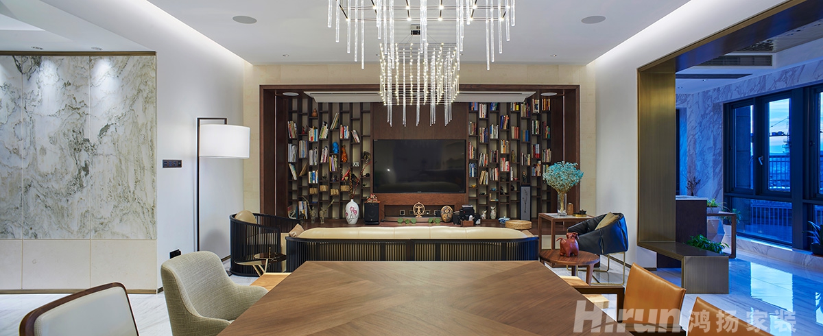 保利國際廣場260㎡意境東方大平層 裝修案例實景圖-11