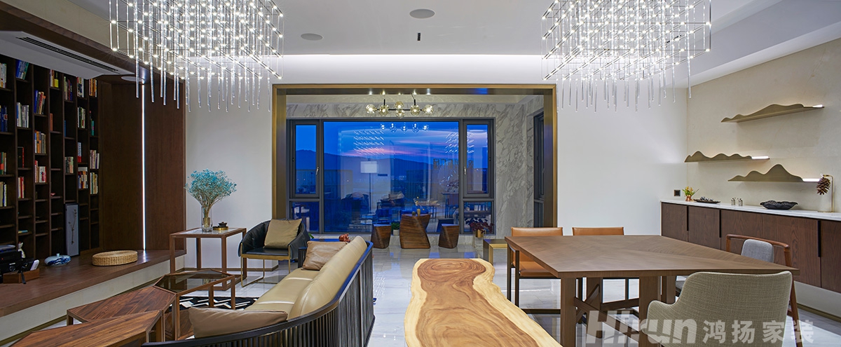 保利國際廣場260㎡意境東方大平層 裝修案例實景圖-13