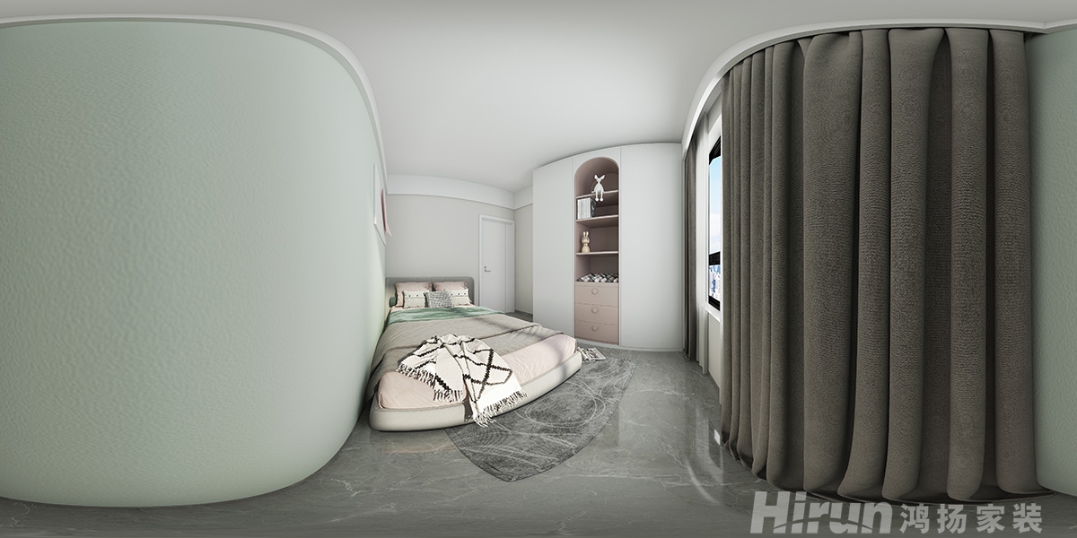 美麗瀟湘住宅小區100㎡雅致現代三居室 裝修案例效果圖-2