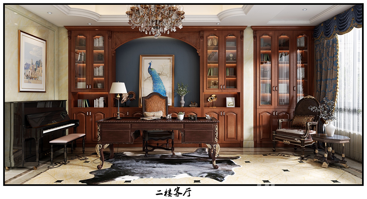 翡翠公園310㎡歐美香頌別墅 裝修案例效果圖-5