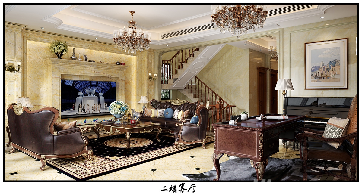 翡翠公園310㎡歐美香頌別墅 裝修案例效果圖-13