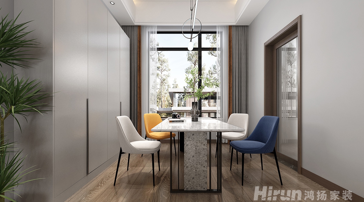 晉合湘水灣247㎡雅致現(xiàn)代四居室 裝修案例效果圖-3