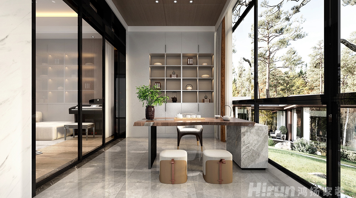 晉合湘水灣247㎡雅致現(xiàn)代四居室 裝修案例效果圖-6