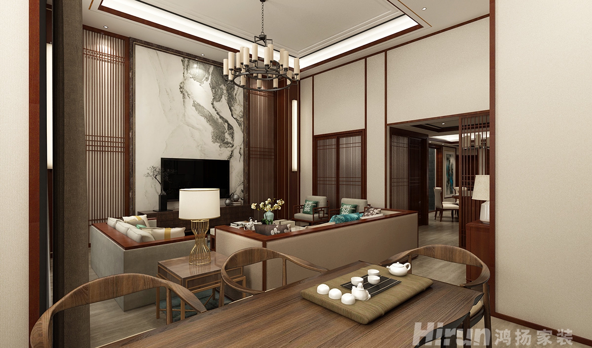 珠江酈城450㎡復合寫意別墅 裝修案例效果圖-4