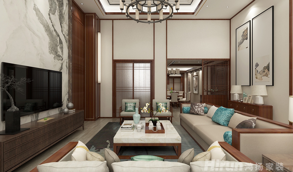 珠江酈城450㎡復合寫意別墅 裝修案例效果圖-6