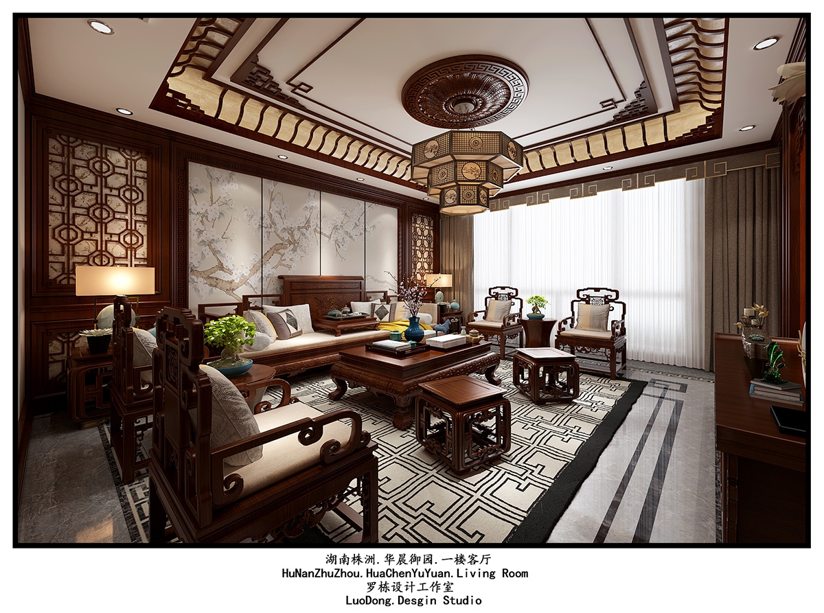 華晨御園500㎡東方古雅別墅 裝修案例效果圖-5