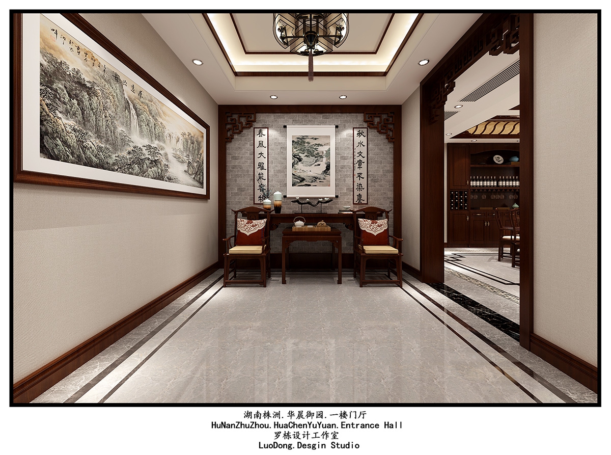 華晨御園500㎡東方古雅別墅 裝修案例效果圖-1