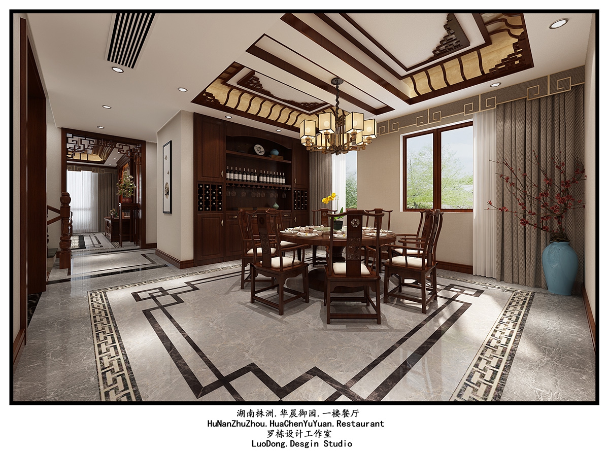 華晨御園500㎡東方古雅別墅 裝修案例效果圖-7