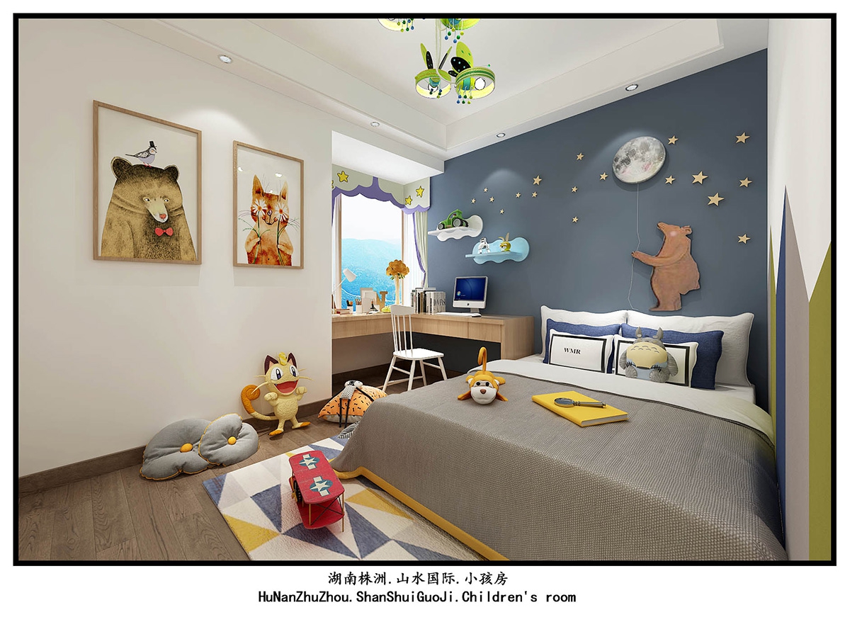 山水國際160㎡復合寫意四居室 裝修案例效果圖-8