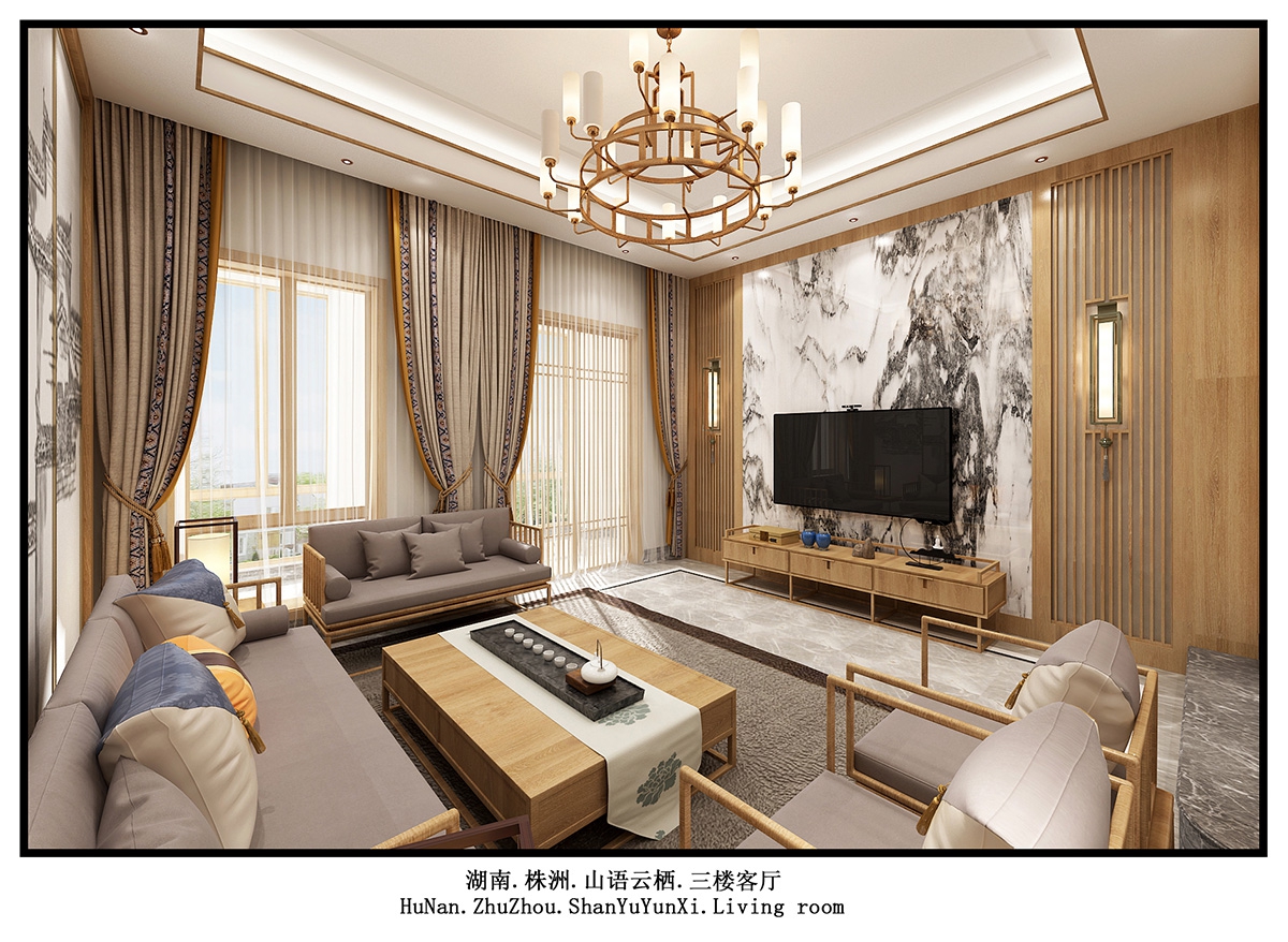 聯誼山語云棲400㎡復合寫意別墅 裝修案例效果圖-11