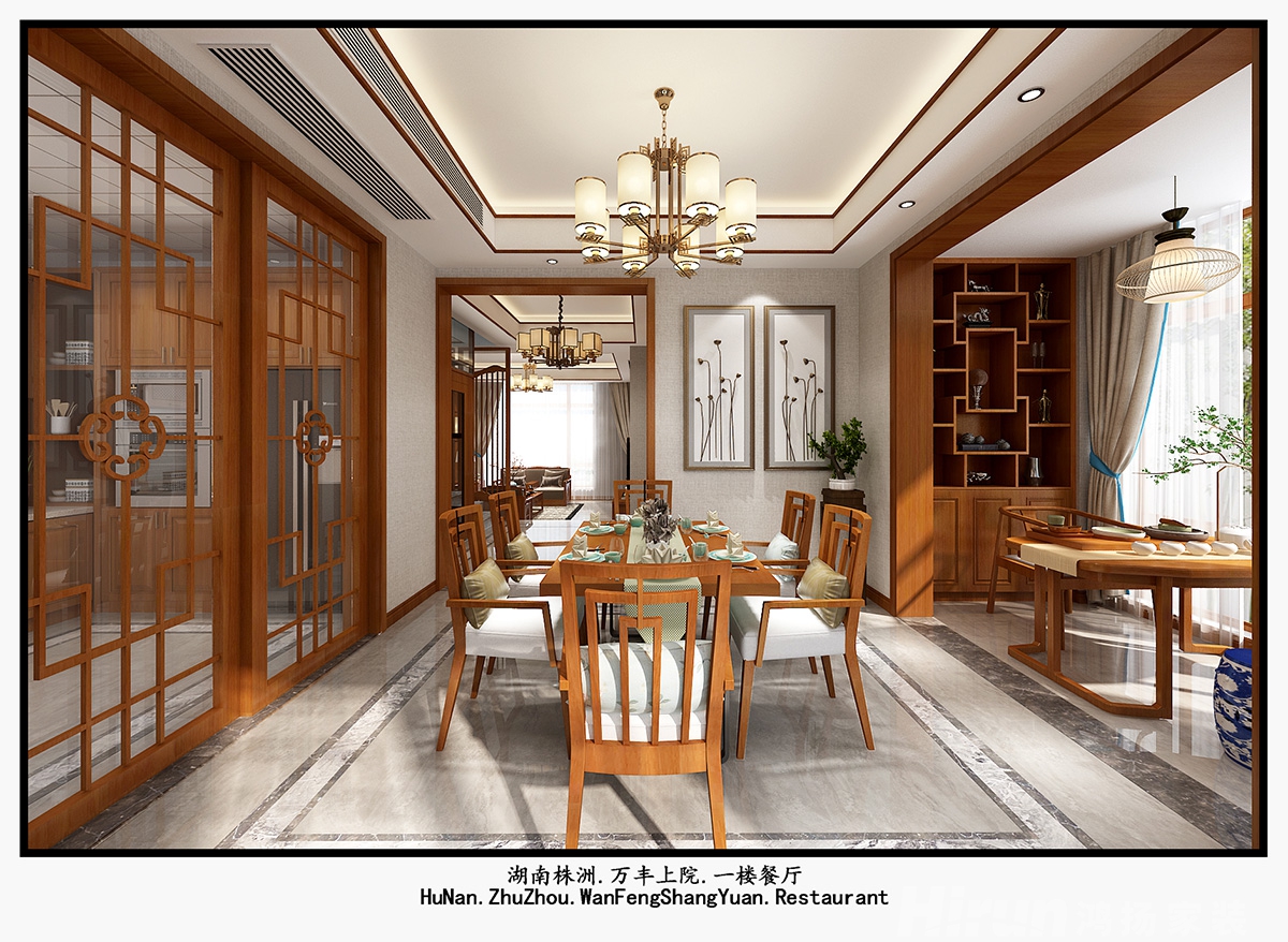 萬豐上院湖韻380㎡復合寫意別墅 裝修案例效果圖-1