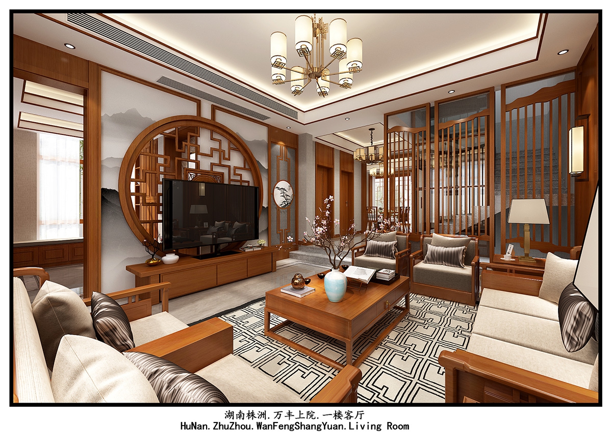 萬豐上院湖韻380㎡復合寫意別墅 裝修案例效果圖-6